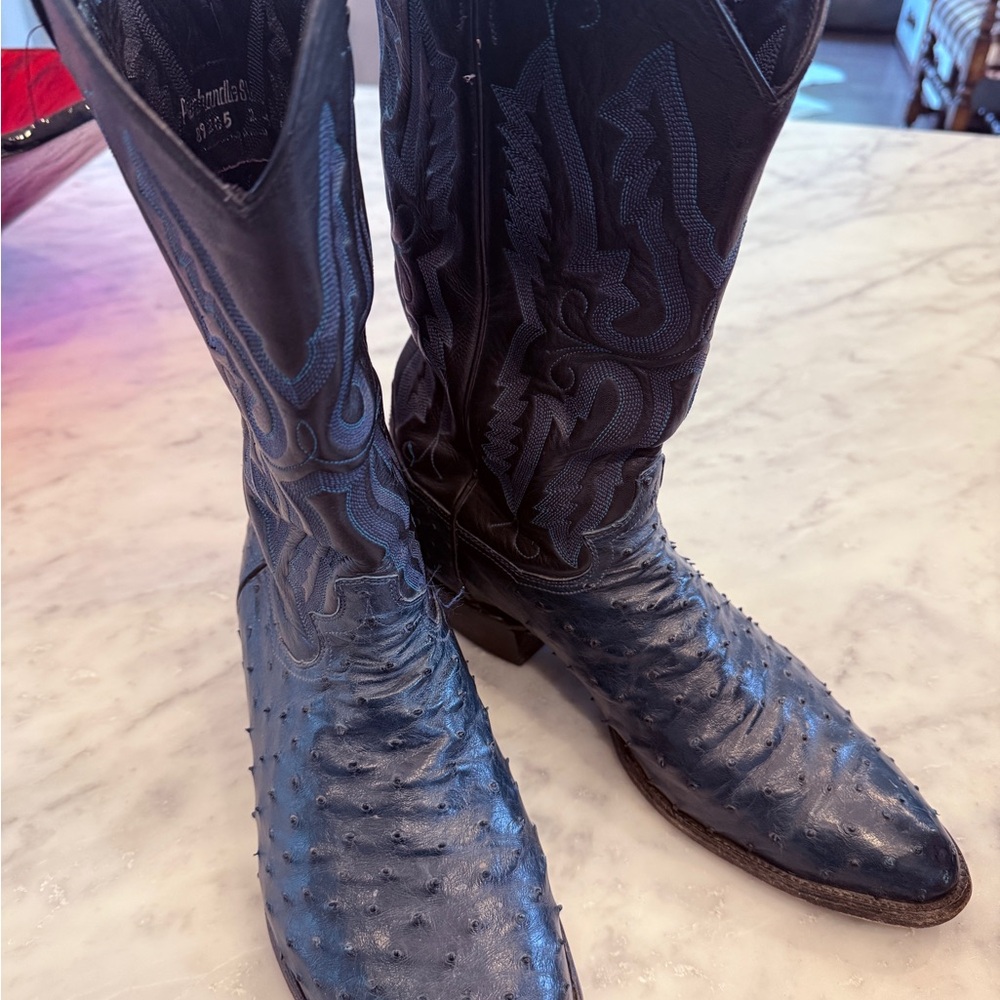 Panhandle Slim Dark Blue Ostrich Western Boots